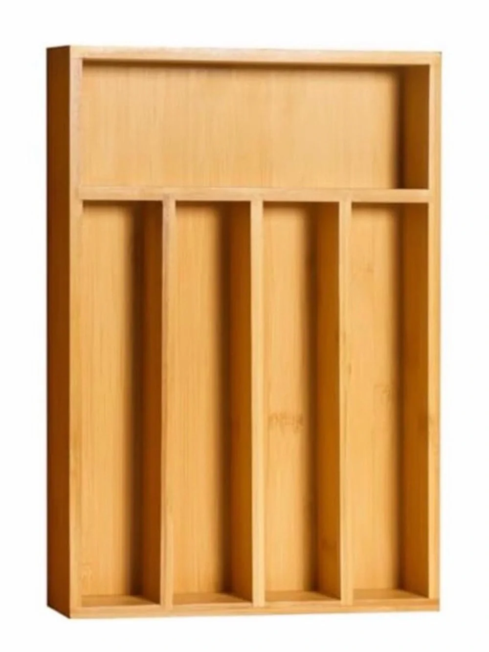 Bamboo 5‑Compartment Silverware Drawer Organizer Like New Condition
